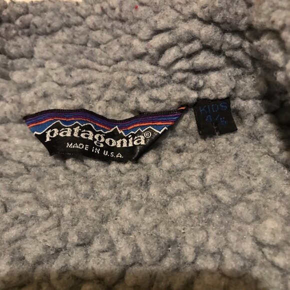 Patagonia Vintage Kids 4/5 Blue Zip Bomber Fleece Lined Jacket - Picture 4 of 6